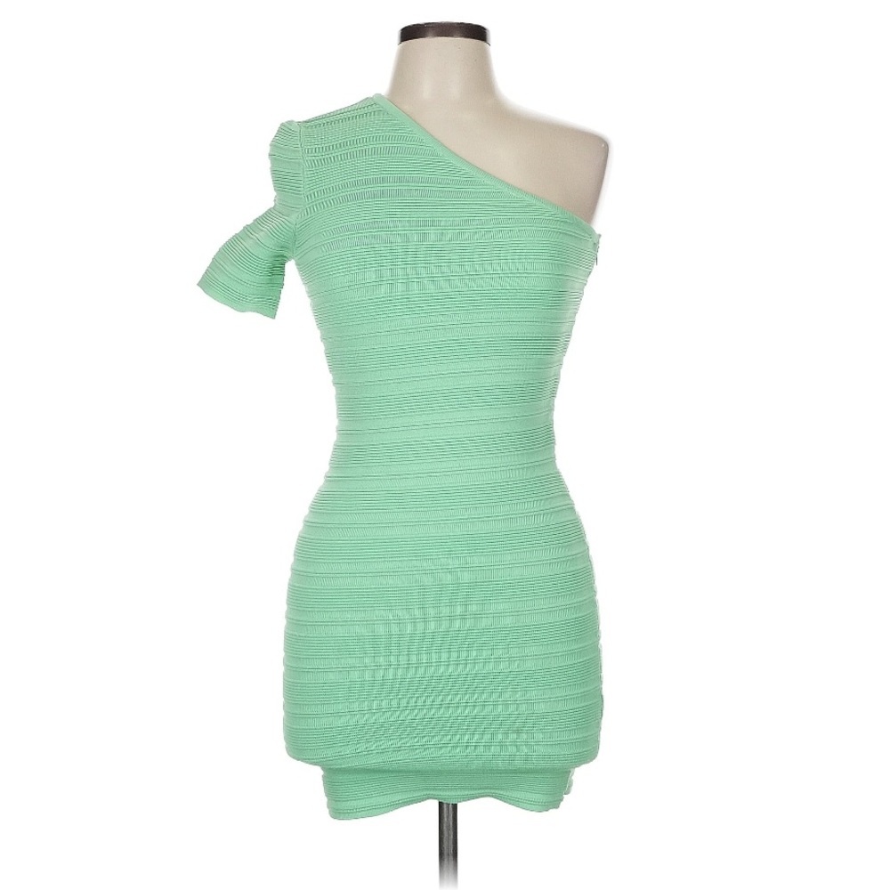 Torn by Ronny Kobo Kat One-Shoulder Bodycon Mini Dress in Mint Green (Size M) - Picture 5 of 9